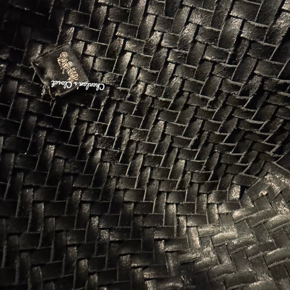 Coach Black Woven Leather Swing Tote Carryall Shoulder Bag Purse - Picture 12 of 13